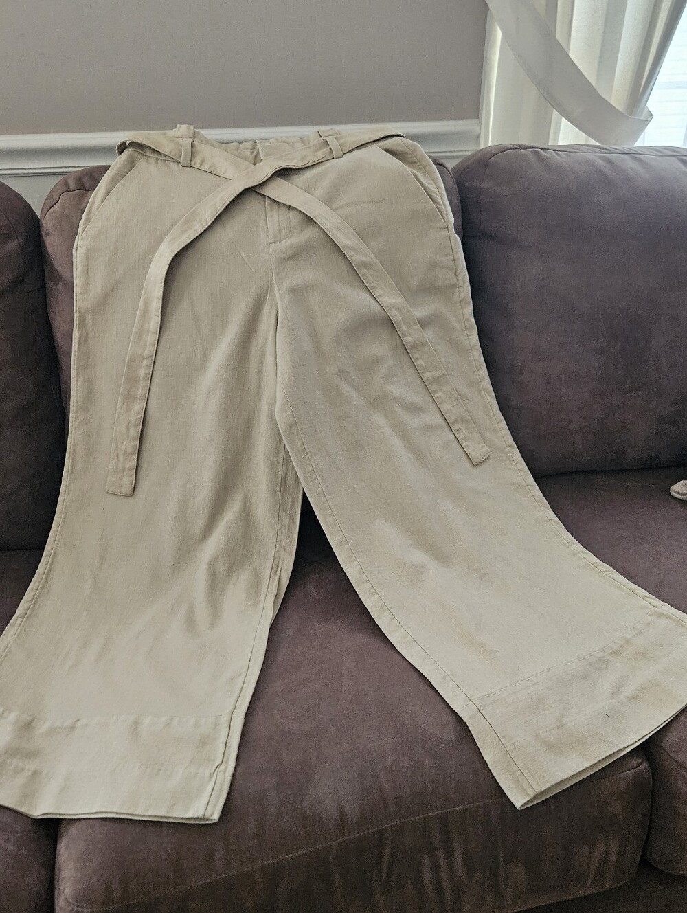 BANANA REPUBLIC Blake Wide Leg Crop Pants in Beige Sz 8